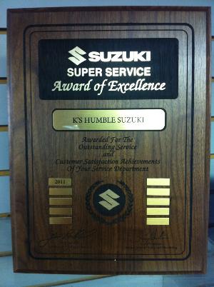 Suzuki Super Service Award of Excellence